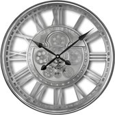 Sompex wandklok KENSINGTON 53,5cm zilver Industrieel Tandrad klok draaiende wielen