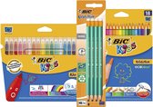 BIC Back to School Kids Kleurpotloden - Viltstiften en Potloden - Set van 3 voor kinderen vanaf 5 jaar