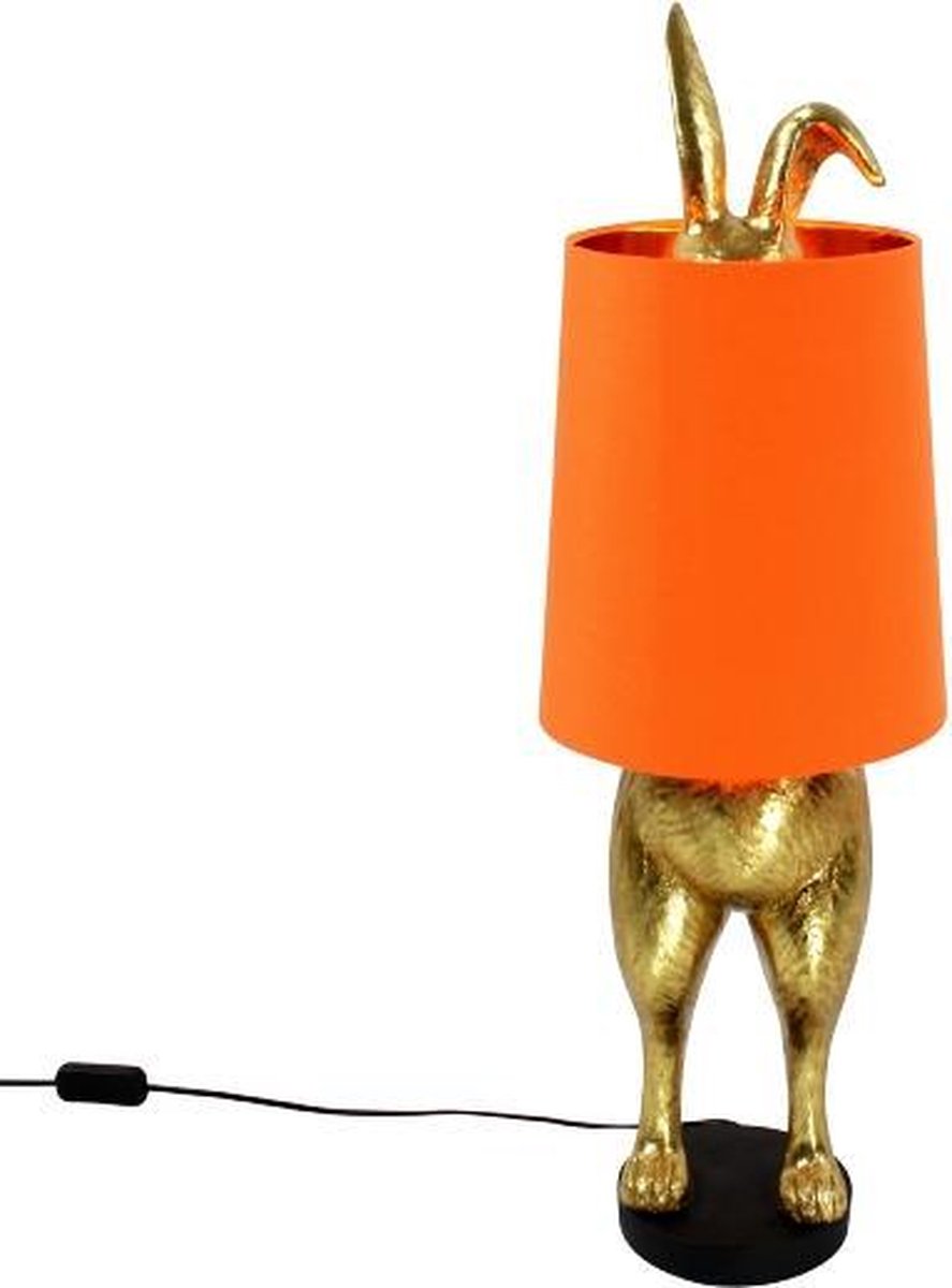 Tafellamp Dierenlamp Konijn Verstoppertje - Hiding Bunny - goud/oranje - H 74 cm