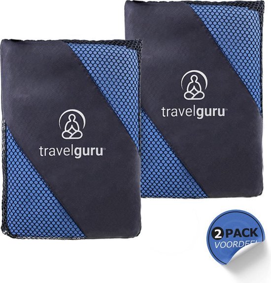 TravelGuru Microvezel Reis Handdoek Set van 2x Large (85 * 150cm) - Sneldrogende lichtgewicht Microvezel handdoek ideaal voor sporten, reizen, outdoor & strand - Microfiber Travel Towel - XL - Blauw