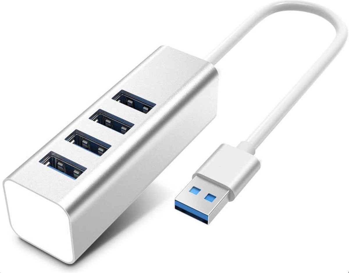 USB Hub 3.0 Hub met 4 Aansluitingen - Hoge Snelheid 5Gbps - Grijs - WiseQ