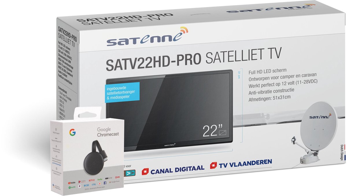 Satenne 22 Satelliet TV - Smart met Chromecast - Full-HD - FastScan -  ingebouwde ontvanger | bol.com