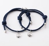 Armband set met magneet - Koppel armband - Blauw - Armband dames - Armband heren - Romantisch cadeau - Vriendschap armband