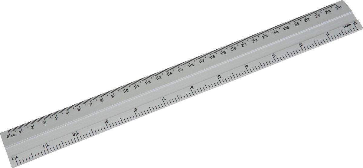 Jongleren Zichtbaar letterlijk Liniaal Recht - Lengte 30 cm - 12 inch - Aluminium | bol.com