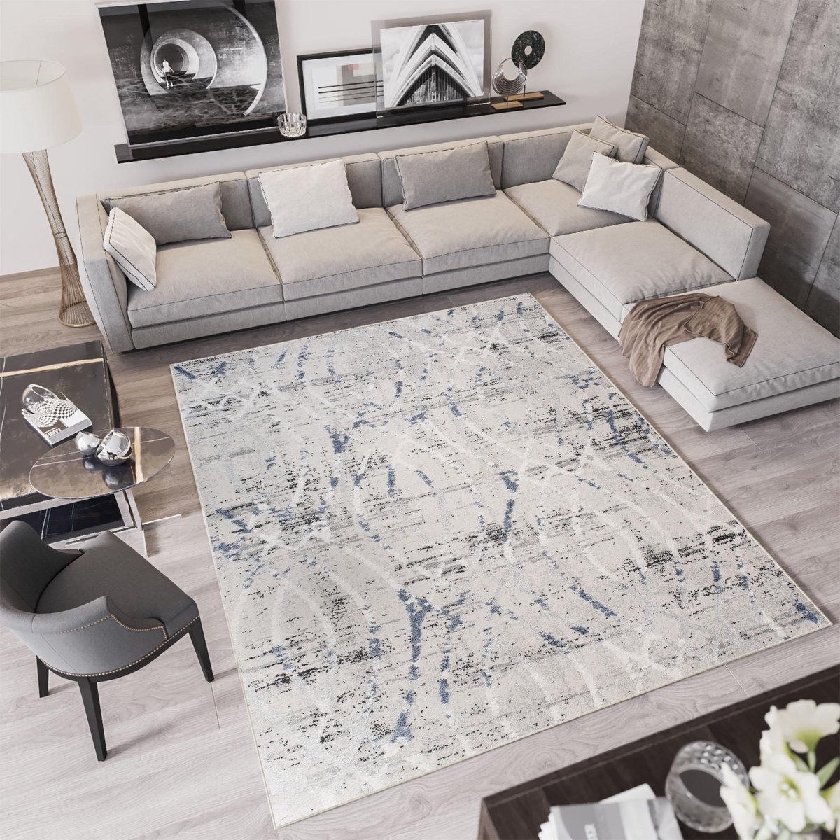 Tapiso Troya Vloerkleed Woonkamer Slaapkamer Beige Bos Hout Patroon Design Eyecatcher Inte