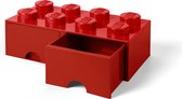 LEGO Brick 8 Opbergbox met 2 lades - Rood - 9.2 L - 50x25x18cm - Kunststof