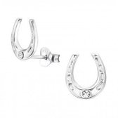 Kinder oorbellen / oorstekers sterling zilver 925 hoefijzer met kristal - Sieraden sjoppie