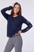 Woody pyjama dames - donkerblauw - 212-2-YPB-Z/885 - maat M