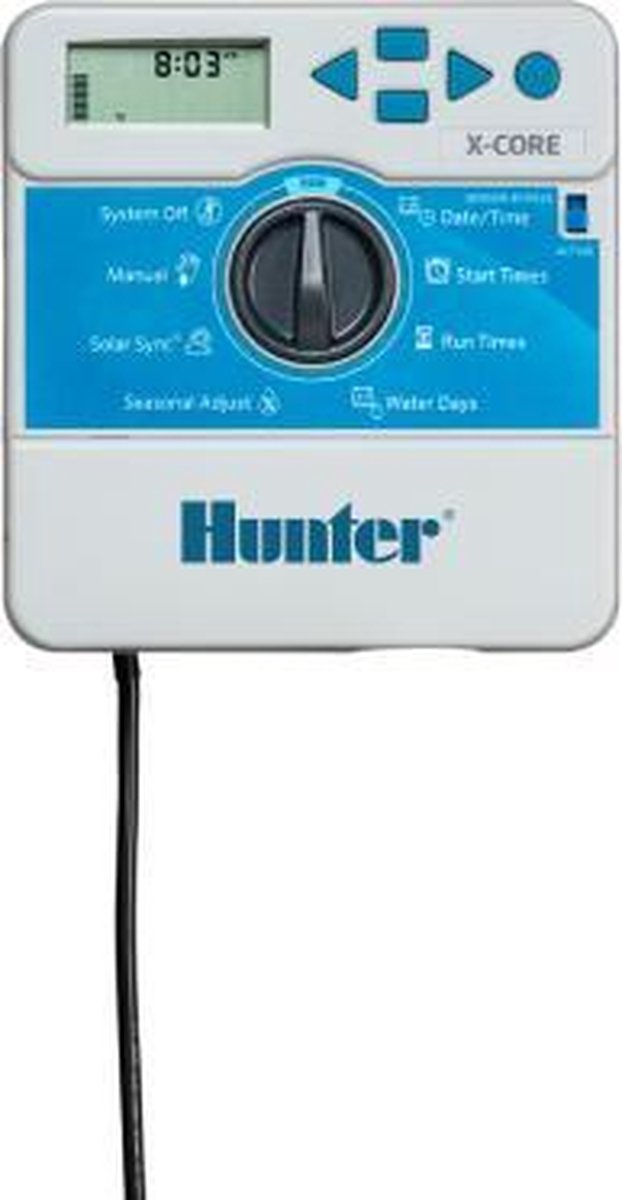 Hunter - beregeningscomputer - X-Core 801i (binnen model) - 8 stations - 3 programma's met elk 3 start tijden
