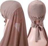 Khaki Hoofddoek, mooie hijab nieuwe stijl (onderkapje en hijab).