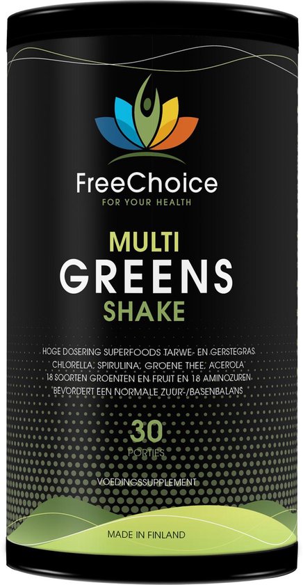 Multi Greens Shake - 30 porties - met tarwe- en gerstegras, spirulina, chlorella en veel meer
