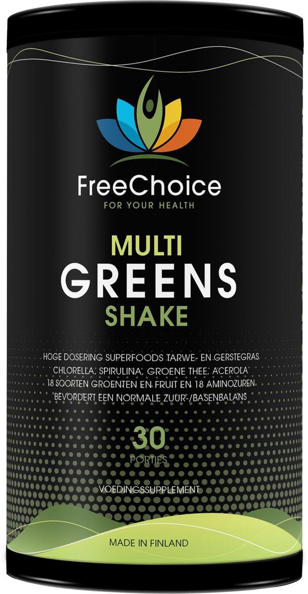 Goedkoopste Multi Greens Shake - 30 porties - met tarwe- en gerstegras, spirulina, chlorella en veel meer