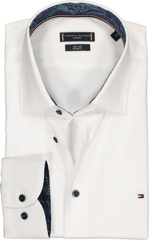 Tommy Hilfiger Regular Fit overhemd - wit (contrast) - Strijkvriendelijk -  Boordmaat: 42 | bol.com