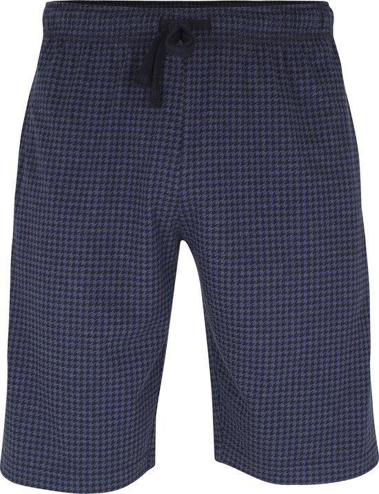 Ceceba heren pyjamabroek kort - blauw pied de poule - Maat: XL