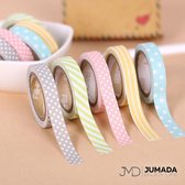 Jumada's Set van 5 Washi Tape  - Strepen / Stippen - Gekleurde Decoratie Masking Plakband -  Afplaktape - Tape Stickers - Set Van 5