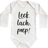 Romper - Leef, lach, poep! - maat: 98/104 - lange mouw - baby - zwangerschap aankondiging - rompertjes baby - rompertjes baby met tekst - rompers - rompertje - rompertjes - stuks 1