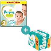 Pampers Premium Protection Luiers Maat 2 - 204 Luiers + Pampers Sensitive Billendoekje 624 Stuks