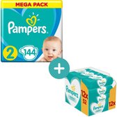 Pampers Active New Baby Luiers Maat 2 - 144 Luiers + Pampers Sensitive Billendoekje 624 Stuks
