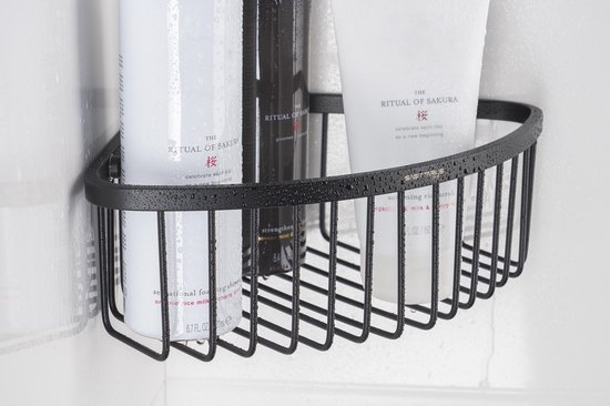 Support de douche Sagittarius One 80S1-B Zwart | Support de douche Zwart | Panier de douche Profondeur 8cm | Support de Douche pour salle de bain | Support de douche Corner