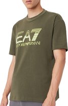 EA7 T-shirt - Mannen - donkergroen - geel