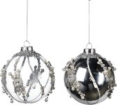 Goodwill Kerstbal Jewel Pearl Glas Zilver D 10 cm Voordeelassortiment per 2 Stuks