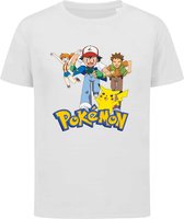 Pokemon - T-shirt kinderen - Maat 122/128 - 7-8 jaar - T-shirt wit korte mouw