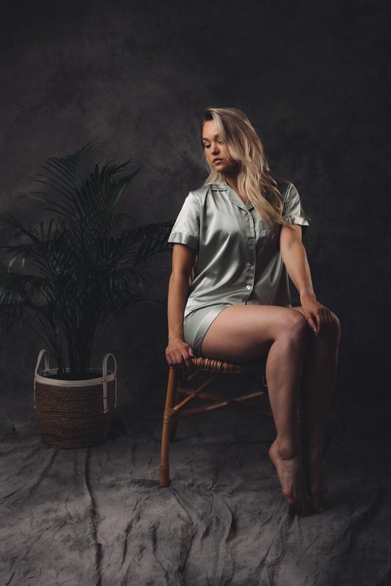 Pyjama satin femme, vert, taille plus taille XL/ XXL, satin de qualité AA, Cadeau Uniek femme,