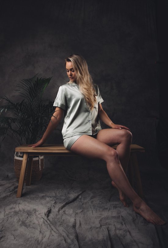 Pyjama satin femme, vert, taille plus taille XL/ XXL, satin de qualité AA, Cadeau Uniek femme,