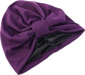 Tulband - Head wrap - Chemo muts – Haarband Damesmutsen - Tulband cap - Hoofddeksel - Beanie- Hoofddoek - Muts - Paars - Hijab - Slaapmuts - Hoofdwear