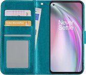 Hoes Geschikt voor OnePlus Nord CE Hoesje Book Case Hoes Flip Cover Wallet Bookcase - Turquoise