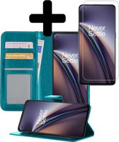 OnePlus Nord CE Hoesje Book Case Hoes Met Screenprotector - OnePlus Nord CE Case Wallet Cover - OnePlus Nord CE Hoesje Met Screenprotector - Turquoise