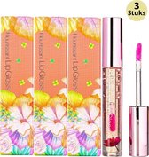 Glamfox Rose Flower Lip Gloss - Lip Plumper Lipgloss Met 24 Karaat Goudschilfers En Roos Bloem - 3-Pack