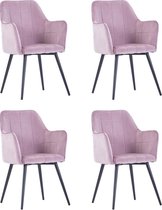 Eetkamerstoelen 4 stuks fluweel roze