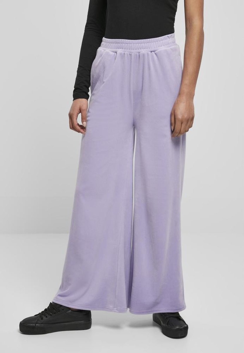 Urban Classics High Waist Straight Velvet Dames joggingbroek L Paars