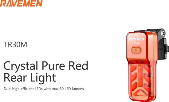 Ravemen TR30M fiets achterlicht USB oplaadbaar 360 graden - 30 lumen — afbeelding 5