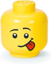LEGO Hoofd Boy Opbergbox Klein - Geel - Silly - 2 L - 16x16x16 CM - Kunststof