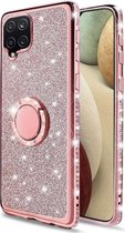 Samsung Galaxy A12 Magnetische Back cover - Roze - Glitter - Soft TPU