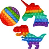 LUNITA - Pop it Fidget Toys - Eenhoorn, Dino & Cirkel figuren - Anti Stress - Angst Sensorisch - Regenboog