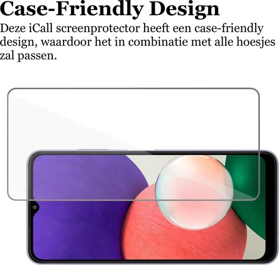 Screenprotector geschikt voor Samsung A22 5G + Camera Lens - Glas Screen Protector