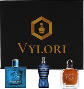 Vylori - Parfum Testers Giftset Club Heren - Versace Eros - Jean paul gaultier Ultra Male - Armani Stronger With You Intensely