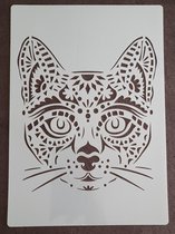 Kat, stencil, kaarten maken, scrapbooking, A4 formaat