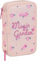 Driedubbele Pennenzak Safta Magic Garden Roze (28 pcs)