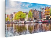 Artaza Canvas Schilderij Amsterdamse Huisjes Aan Het Water - 80x40 - Foto Op Canvas - Canvas Print