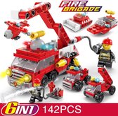 Brandweerauto speelgoed - Brandweerman - Brandweerwagen - 6 in 1 speelgoed auto set - Geschikt voor LEGO - Speelfiguren sets -  Bouwspeelgoed
