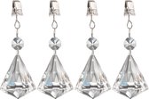 4x stuks tafelkleedgewichtjes kristallen diamant glas - Tafelkleedhangers - Tafelzeilgewichtjes