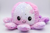 Octopus Mood Knuffel – Omkeerbaar – TikTok Hype 2021 – Verschillende Kleuren – Blij en Boos - XL 30cm - Roze Paars