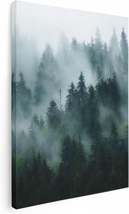 Artaza - Peinture sur toile - Forêt avec des Arbres dans la brume - 30 x 40 - Klein - Photo sur toile - Impression sur toile