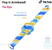 Fidget Toy - Pop It  - Armband – Popit Bracelet – Horlogevorm - TieDye: Blauw Geel Wit