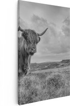Artaza - Peinture sur toile - Highlander écossais dans le pâturage - Zwart Wit - 60 x 90 - Photo sur toile - Impression sur toile