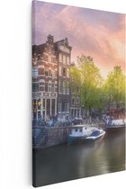 Artaza Canvas Schilderij Amsterdamse Grachten  - 60x90 - Foto Op Canvas - Canvas Print